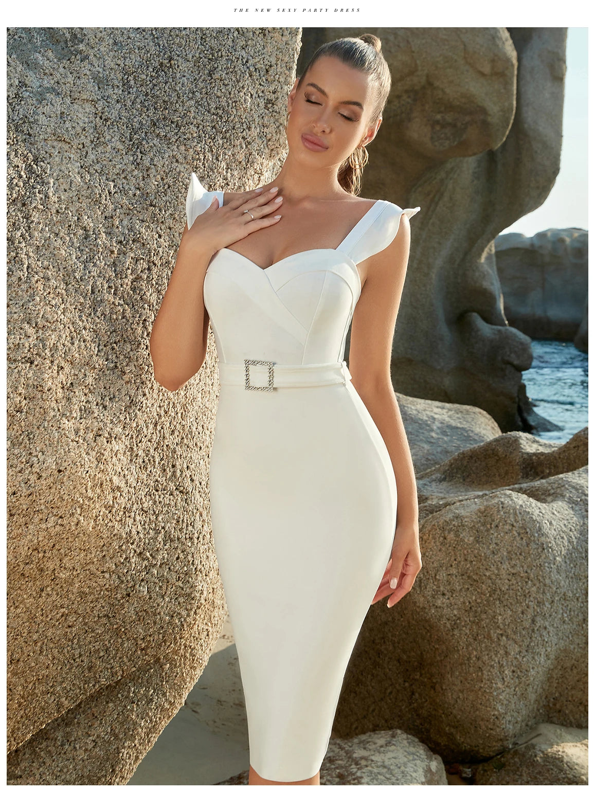 Adyce New Summer Sleeveless V-Neck Bandage Dress - Sexy Ruffled Belt Bodycon Party Dress for Women