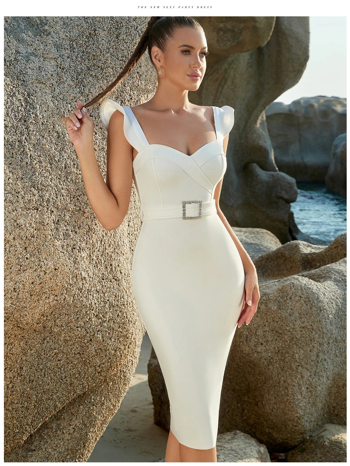 Adyce New Summer Sleeveless V-Neck Bandage Dress - Sexy Ruffled Belt Bodycon Party Dress for Women