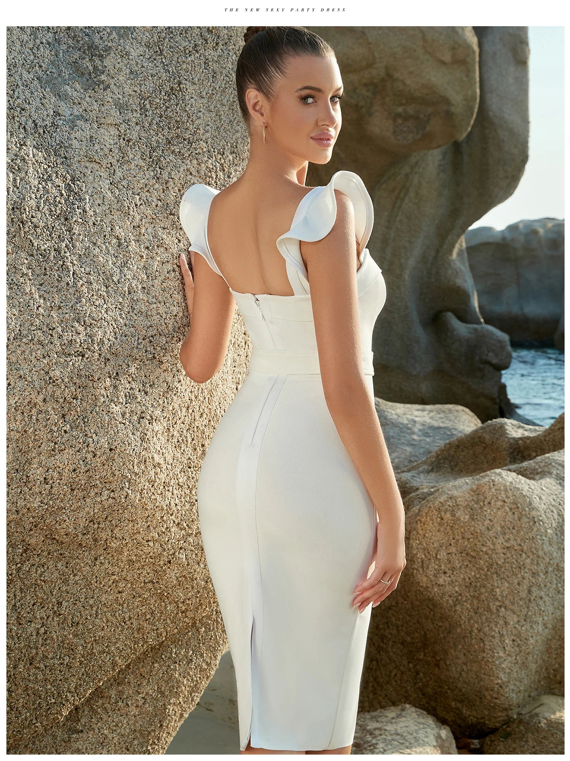 Adyce New Summer Sleeveless V-Neck Bandage Dress - Sexy Ruffled Belt Bodycon Party Dress for Women