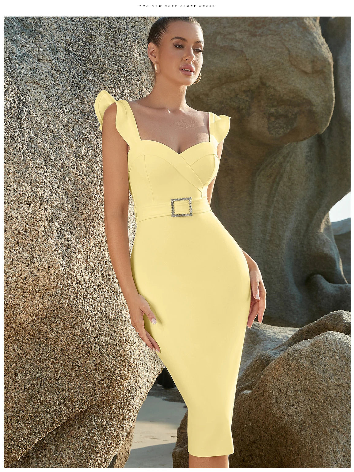 Adyce New Summer Sleeveless V-Neck Bandage Dress - Sexy Ruffled Belt Bodycon Party Dress for Women