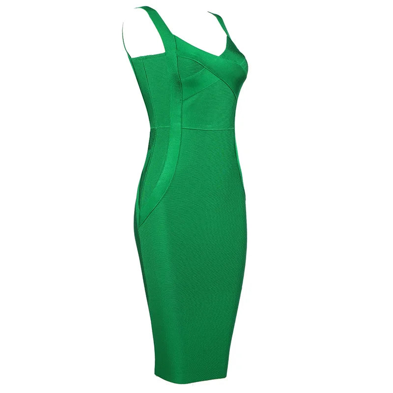 High-Quality Bodycon Bandage Dress - Rayon Knee-Length Evening Party Dress