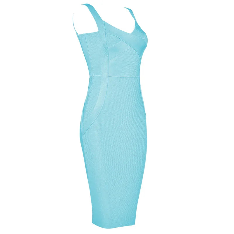 High-Quality Bodycon Bandage Dress - Rayon Knee-Length Evening Party Dress