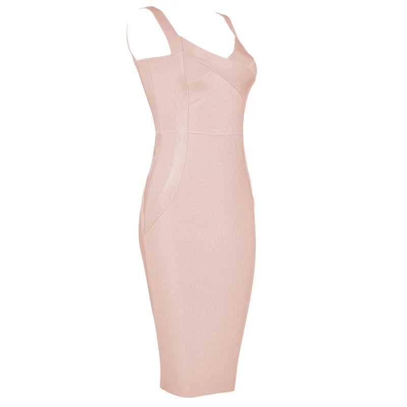 High-Quality Bodycon Bandage Dress - Rayon Knee-Length Evening Party Dress