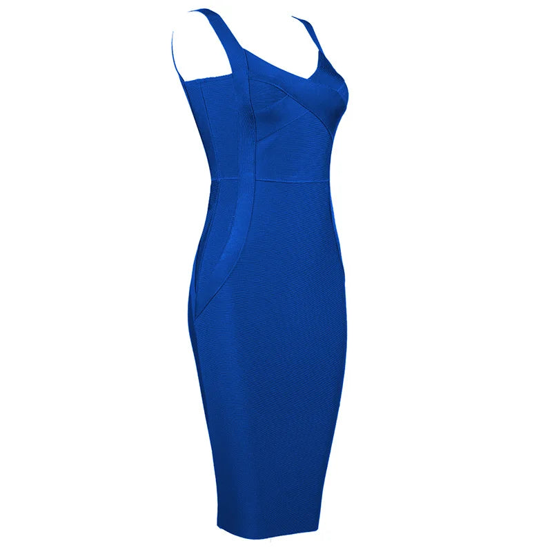 High-Quality Bodycon Bandage Dress - Rayon Knee-Length Evening Party Dress