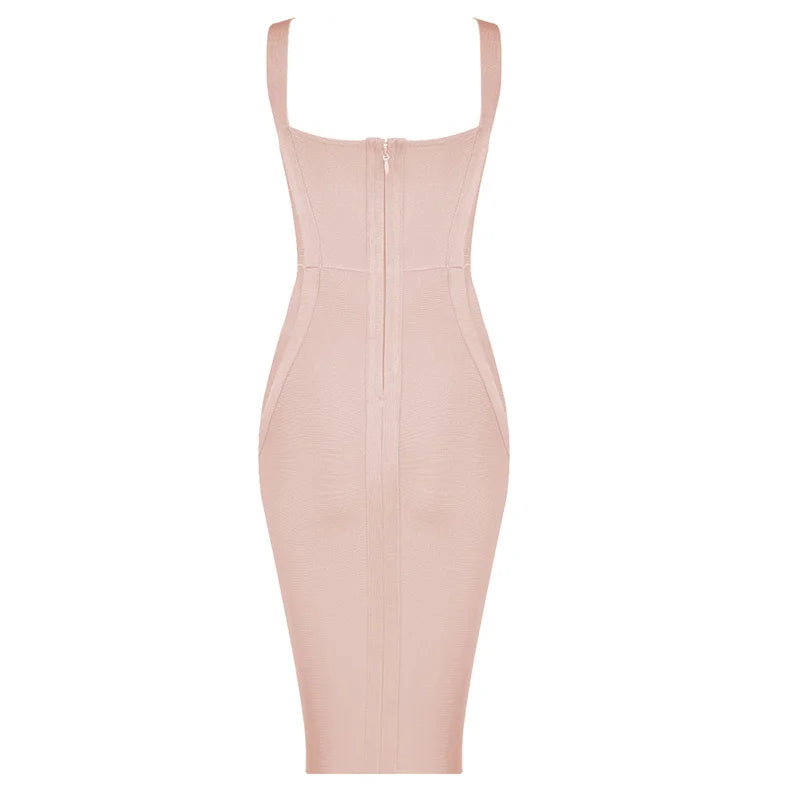 High-Quality Bodycon Bandage Dress - Rayon Knee-Length Evening Party Dress