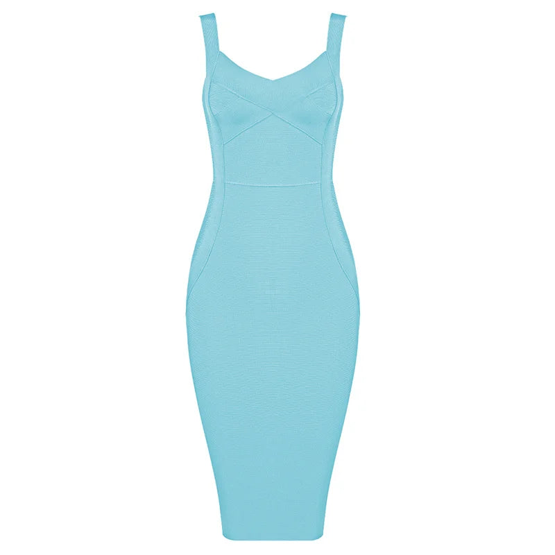 High-Quality Bodycon Bandage Dress - Rayon Knee-Length Evening Party Dress