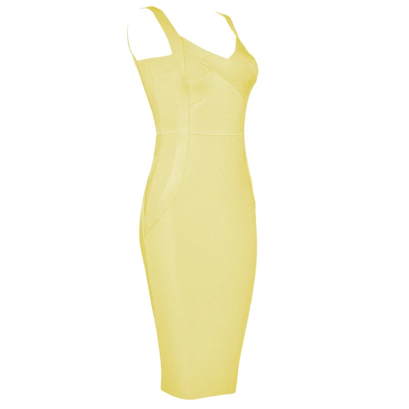 High-Quality Bodycon Bandage Dress - Rayon Knee-Length Evening Party Dress