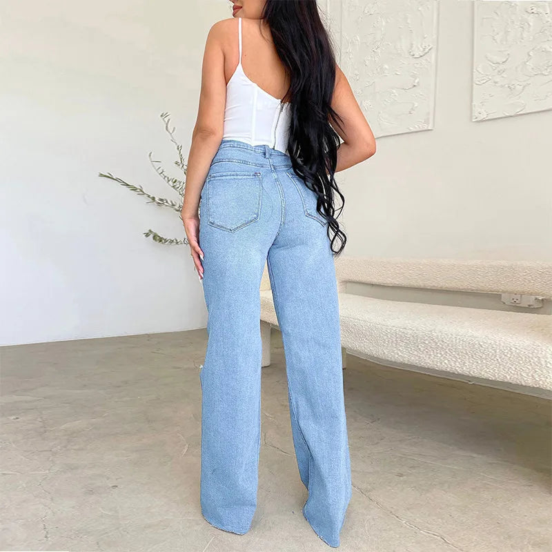 High-Waist Wide Leg Denim Jeans