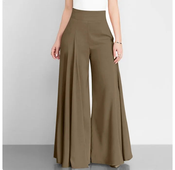 Elegant Women's Pants 2023 Summer Fashion Office OL Solid High Waist Wide Leg Pants Casual Basics Trousers OTTD Streetwear