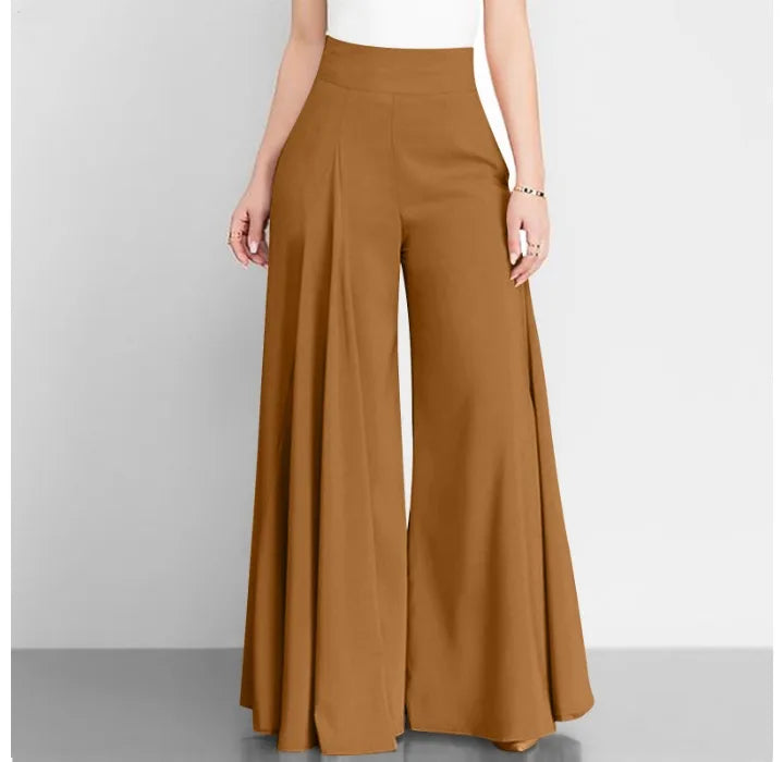 Elegant Women's Pants 2023 Summer Fashion Office OL Solid High Waist Wide Leg Pants Casual Basics Trousers OTTD Streetwear