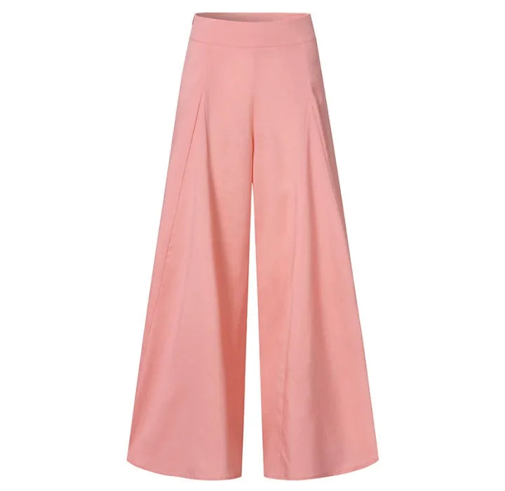 Elegant Women's Pants 2023 Summer Fashion Office OL Solid High Waist Wide Leg Pants Casual Basics Trousers OTTD Streetwear
