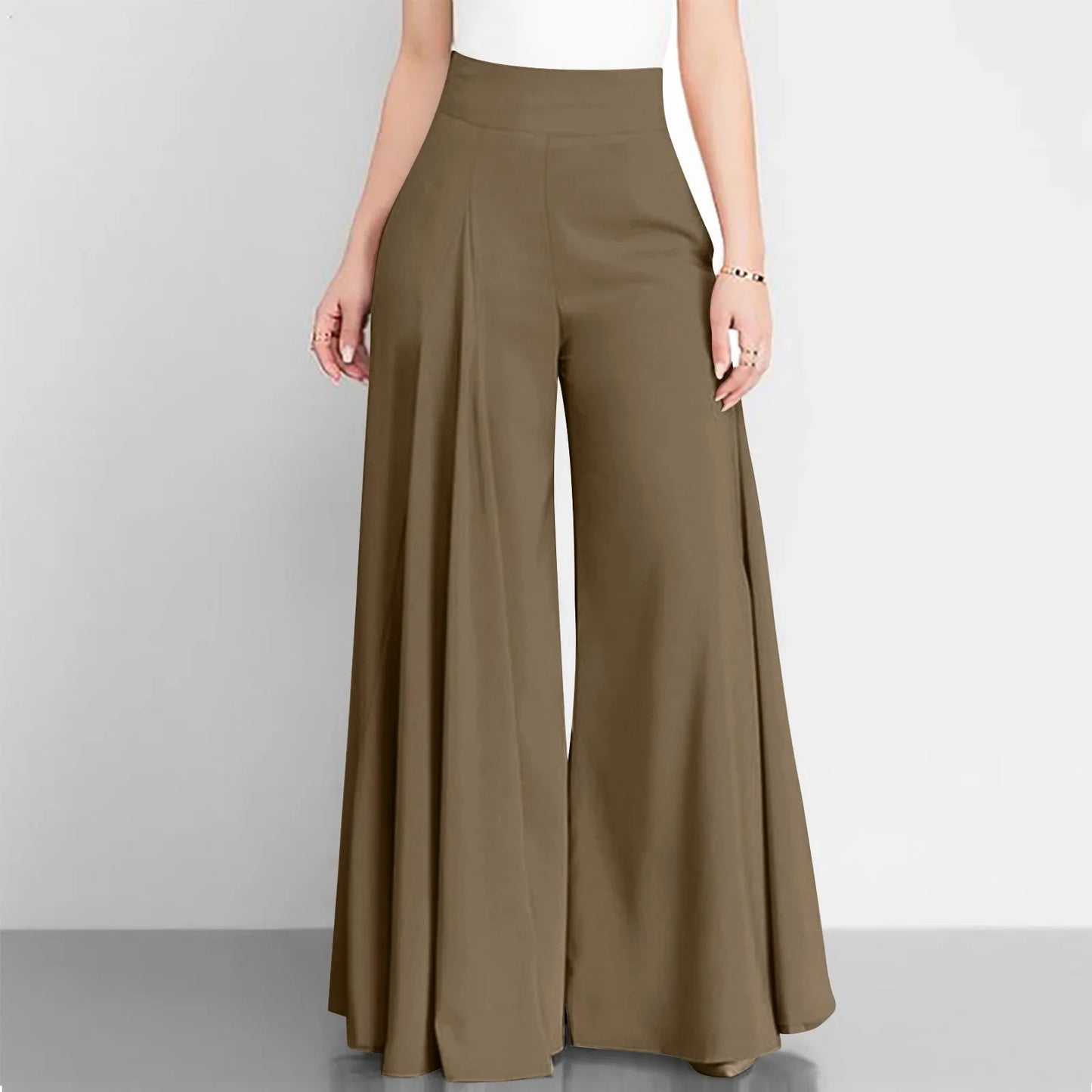 Elegant Women's Pants 2023 Summer Fashion Office OL Solid High Waist Wide Leg Pants Casual Basics Trousers OTTD Streetwear