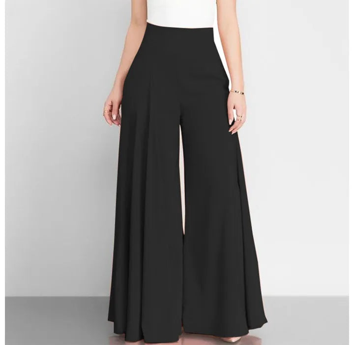 Elegant Women's Pants 2023 Summer Fashion Office OL Solid High Waist Wide Leg Pants Casual Basics Trousers OTTD Streetwear