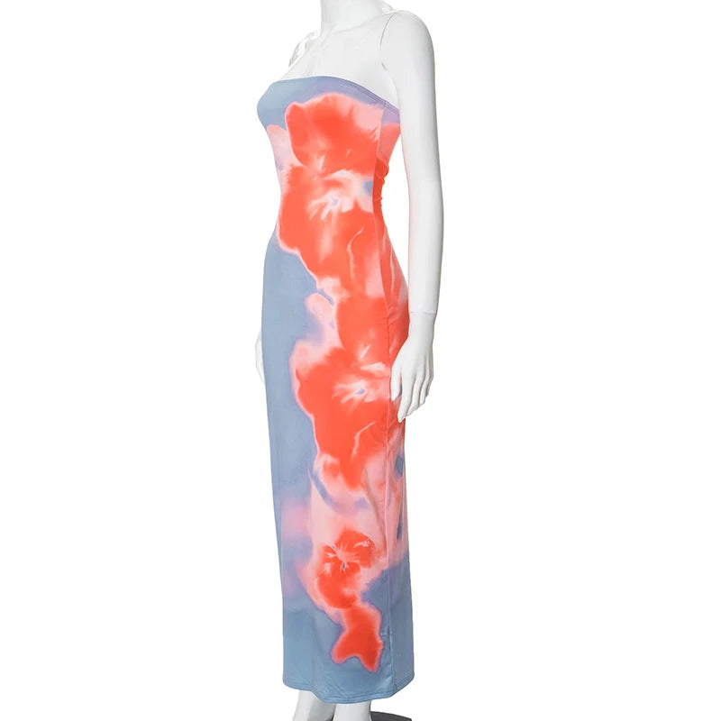 CUTENOVA Sexy Strapless Tube Maxi Dress - Off-Shoulder Backless Sundress for Women, 2024 Y2K Summer Beach Fashion