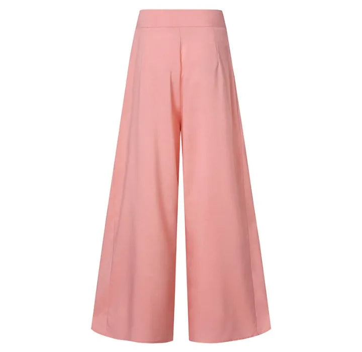 Elegant Women's Pants 2023 Summer Fashion Office OL Solid High Waist Wide Leg Pants Casual Basics Trousers OTTD Streetwear