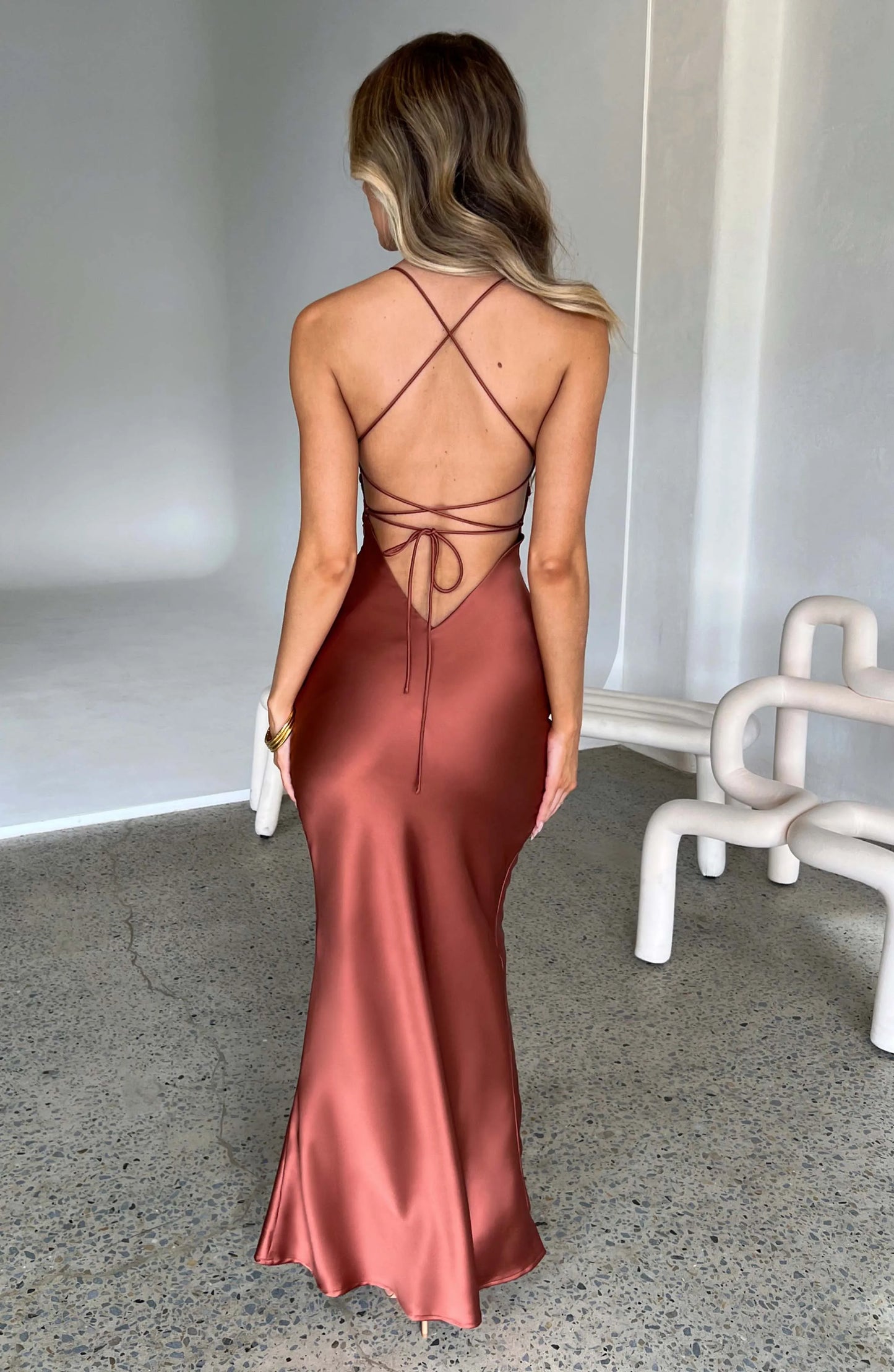 Satin Backless Mermaid Slip Dress - Elegant Party Gown