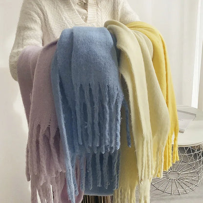 Luxury Cashmere Women's Scarf - Bright Solid Colors, Winter Shawl & Thick Pashmina Wrap