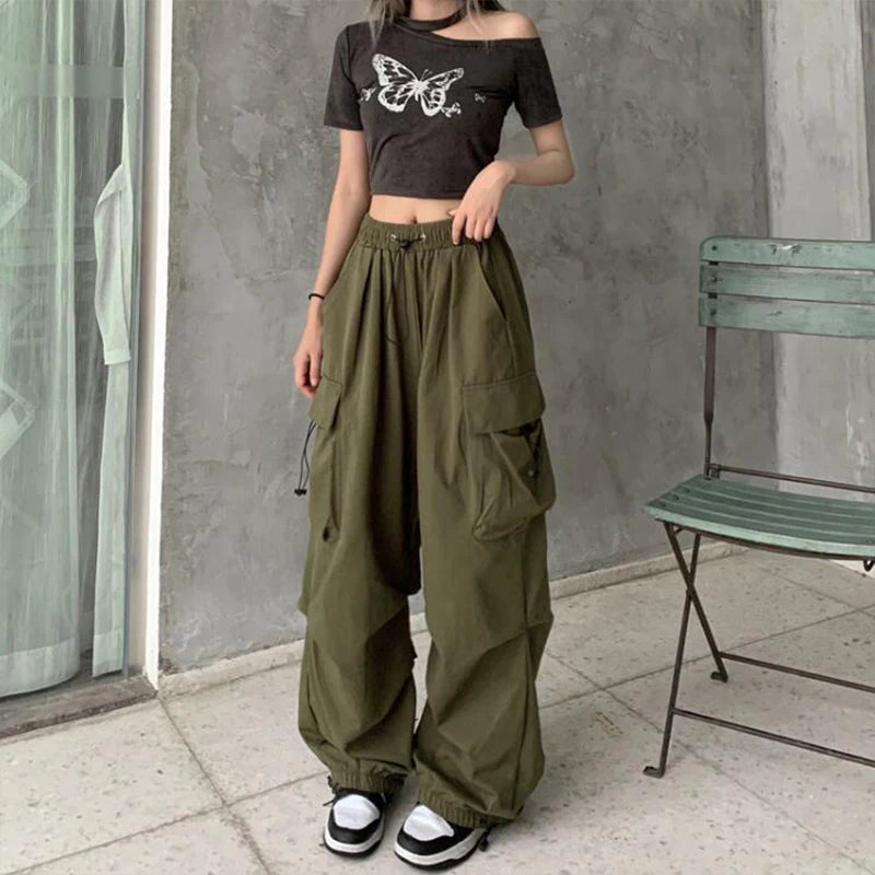 Women's Low Waist Baggy Joggers - Y2K Streetwear