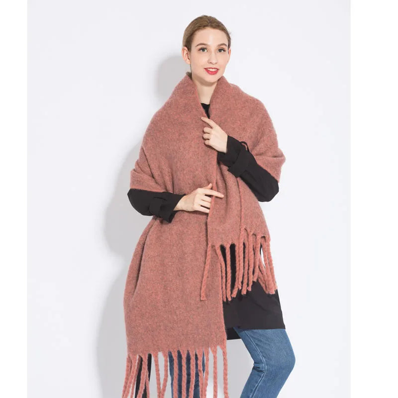 Luxury Cashmere Women's Scarf - Bright Solid Colors, Winter Shawl & Thick Pashmina Wrap