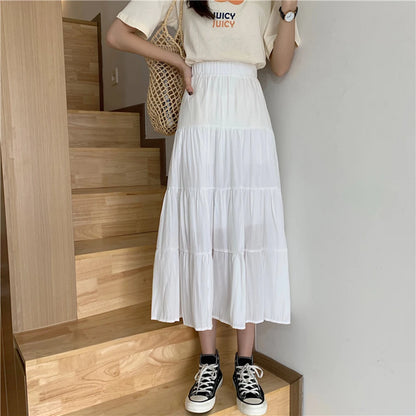 Spring/Summer Women's Chiffon Skirt - Vintage High Waist, Patchwork A-line, Long Chic Design