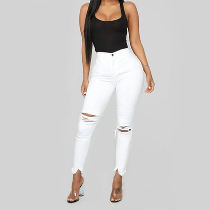 Slim Fit Ripped Black & White Jeans