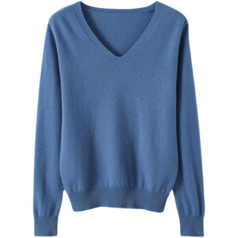 YSZWDBLX V-Neck Casual Sweater - Women’s Warm Knitwear