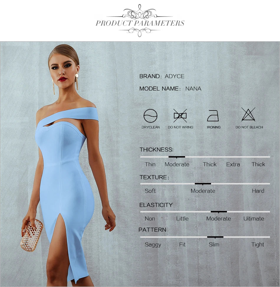 Adyce White and Blue Bodycon Bandage Dress - Elegant One-Shoulder Strapless Party Dress for Women