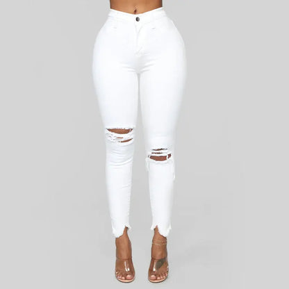 Slim Fit Ripped Black & White Jeans