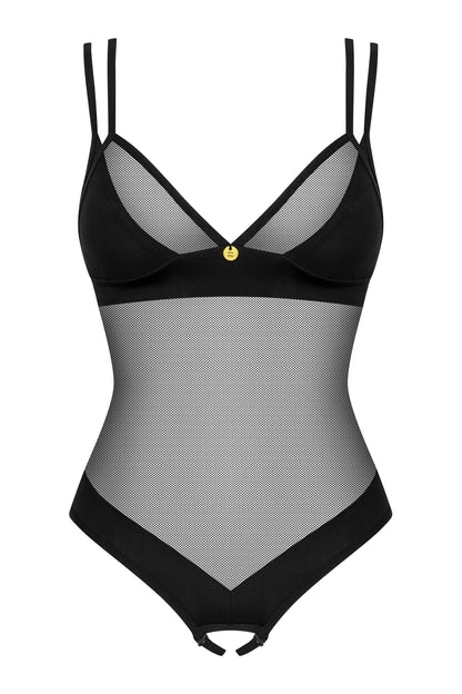 Crotchless Mesh Black Teddy: Obsessive Lingerie Ultimate Allure