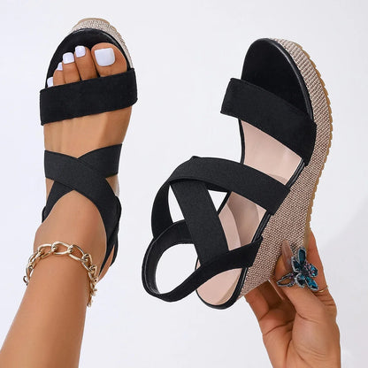 Women Sandals Wedge Waterproof Thick-soled Shoes New Summer Fashion Sandals Roman Platform-soled Sandals Large Size Women Shoes
