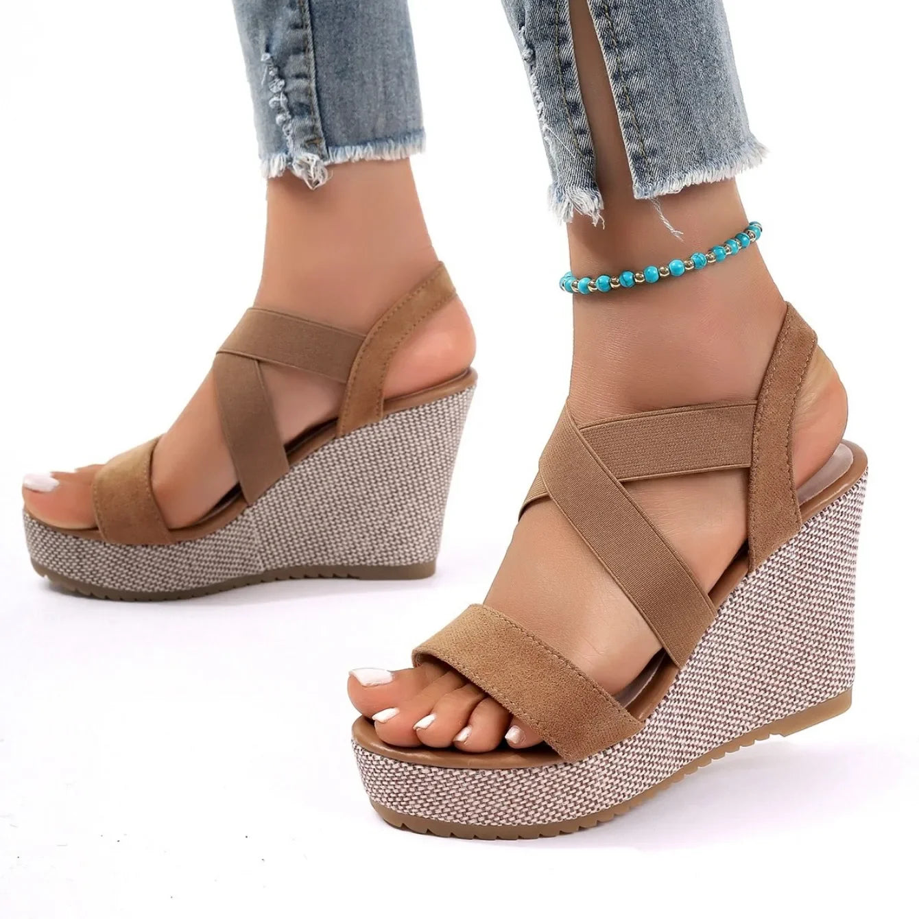 Women Sandals Wedge Waterproof Thick-soled Shoes New Summer Fashion Sandals Roman Platform-soled Sandals Large Size Women Shoes