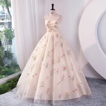 Luxury Floral Embroidery Long Dress - 2024 Summer Prom & Evening Gown