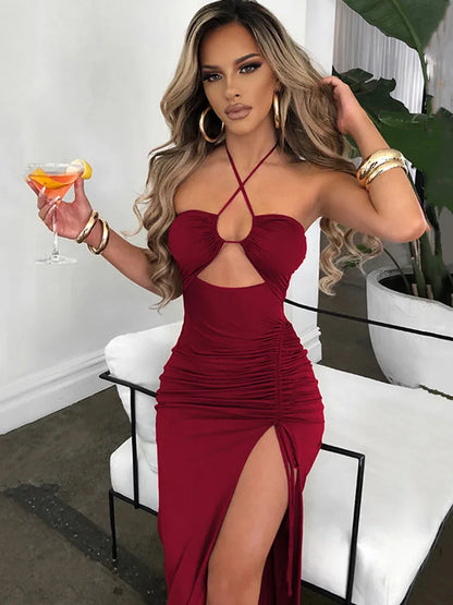 Sleeveless Backless Midi Dress - Sexy Bodycon Club Party Dress for Women