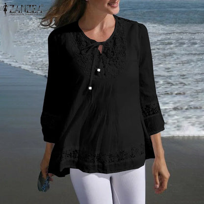 Women’s Lace Crochet Blouse 3/4 Sleeve