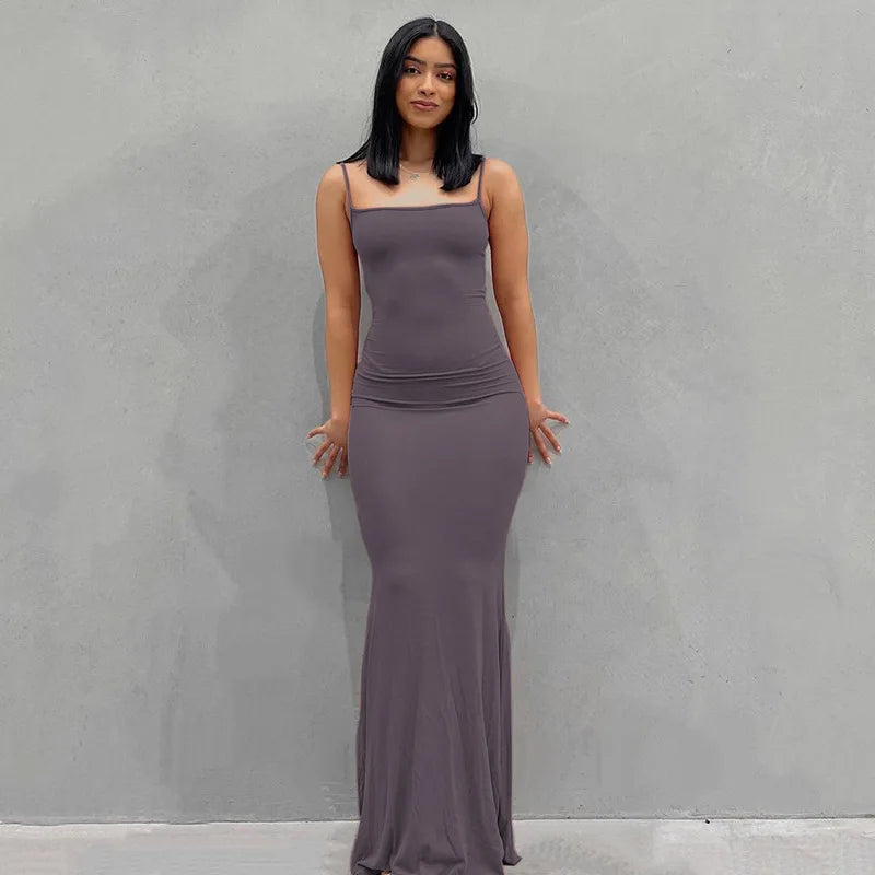 Satin Slip Backless Maxi Dress - 2023 Y2K Bodycon Summer Party Outfit