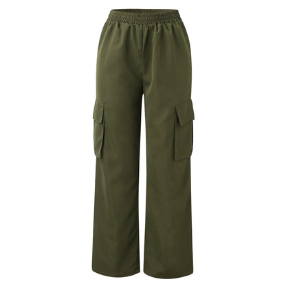 Women's High Waist Cargo Joggers - Baggy Wide Leg Pants