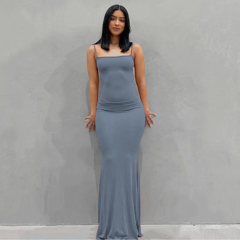 Satin Slip Backless Maxi Dress - 2023 Y2K Bodycon Summer Party Outfit