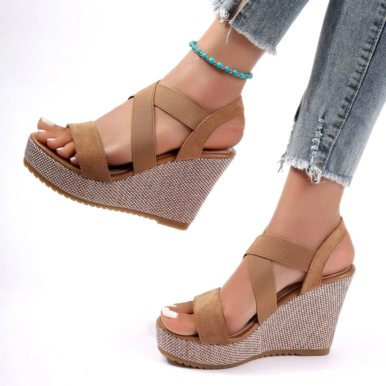 Women Sandals Wedge Waterproof Thick-soled Shoes New Summer Fashion Sandals Roman Platform-soled Sandals Large Size Women Shoes