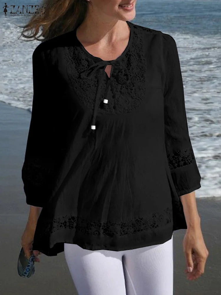 Women’s Lace Crochet Blouse 3/4 Sleeve