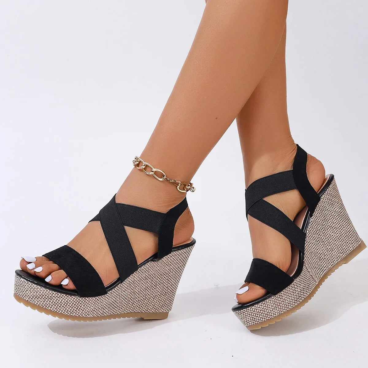 Women Sandals Wedge Waterproof Thick-soled Shoes New Summer Fashion Sandals Roman Platform-soled Sandals Large Size Women Shoes