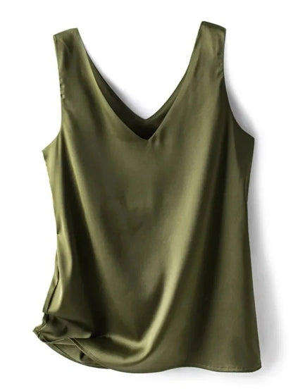 Elegant Silk Satin Sleeveless Blouse