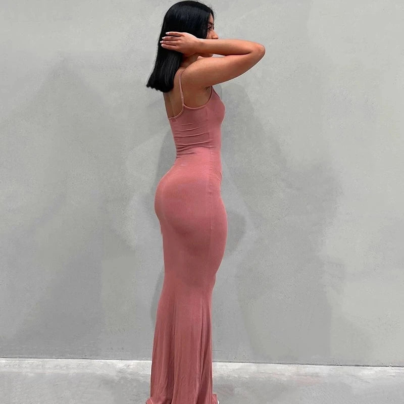 Satin Slip Backless Maxi Dress - 2023 Y2K Bodycon Summer Party Outfit