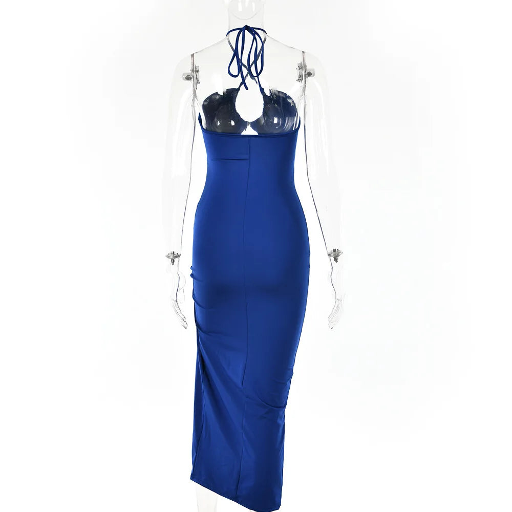 Sleeveless Backless Midi Dress - Sexy Bodycon Club Party Dress for Women