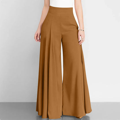 Elegant Women's Pants 2023 Summer Fashion Office OL Solid High Waist Wide Leg Pants Casual Basics Trousers OTTD Streetwear