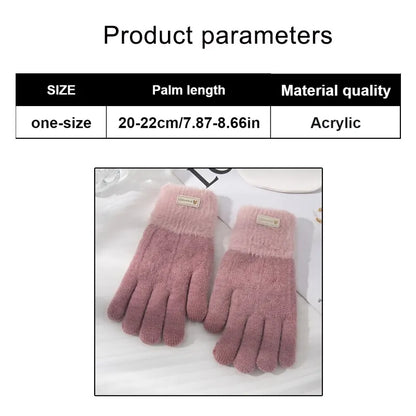 Women’s Winter Knitted Gloves – Plush, Double-Layered, Touchscreen