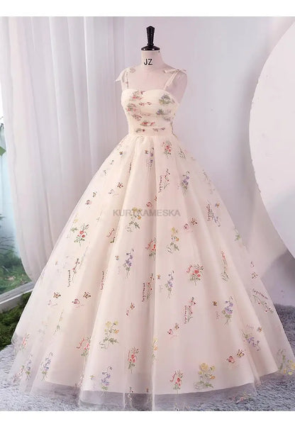 Luxury Floral Embroidery Long Dress - 2024 Summer Prom & Evening Gown