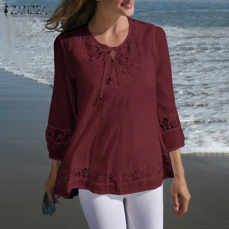 Women’s Lace Crochet Blouse 3/4 Sleeve