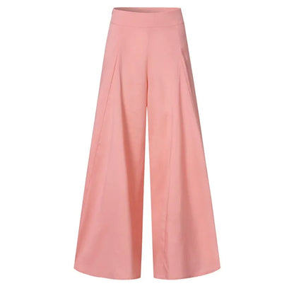 Elegant Women's Pants 2023 Summer Fashion Office OL Solid High Waist Wide Leg Pants Casual Basics Trousers OTTD Streetwear