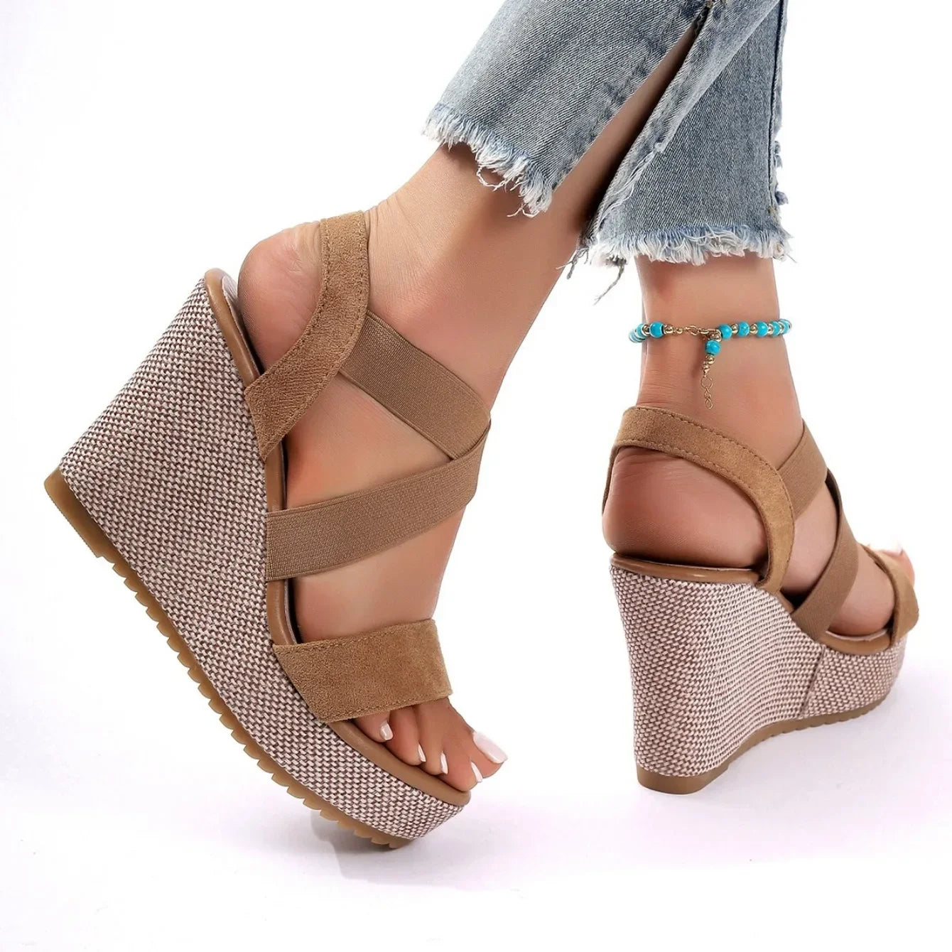 Women Sandals Wedge Waterproof Thick-soled Shoes New Summer Fashion Sandals Roman Platform-soled Sandals Large Size Women Shoes
