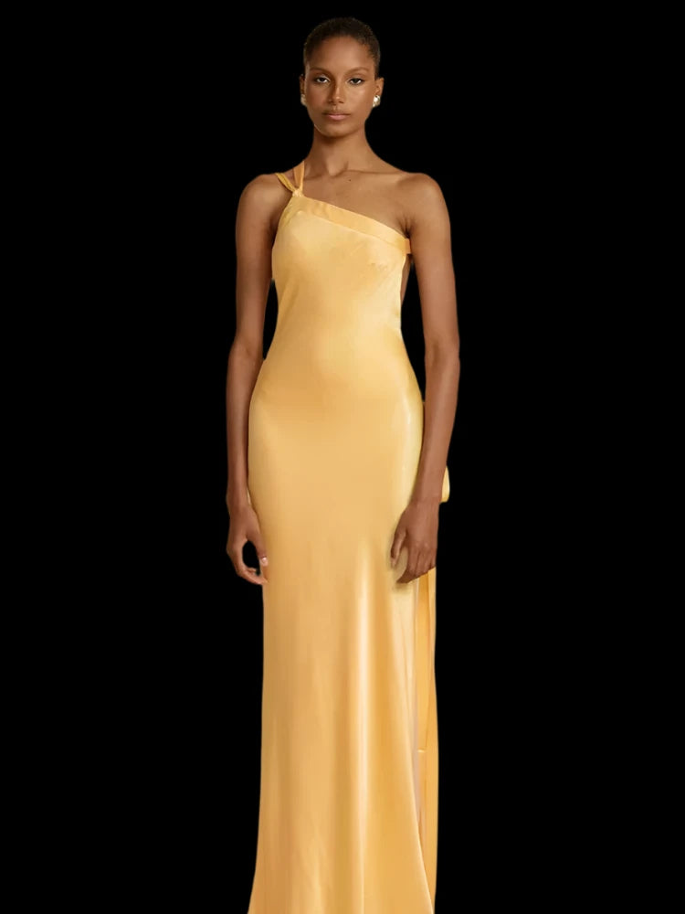 Kliou Silk Maxi Dress - Elegant Backless Sleeveless Evening Dress